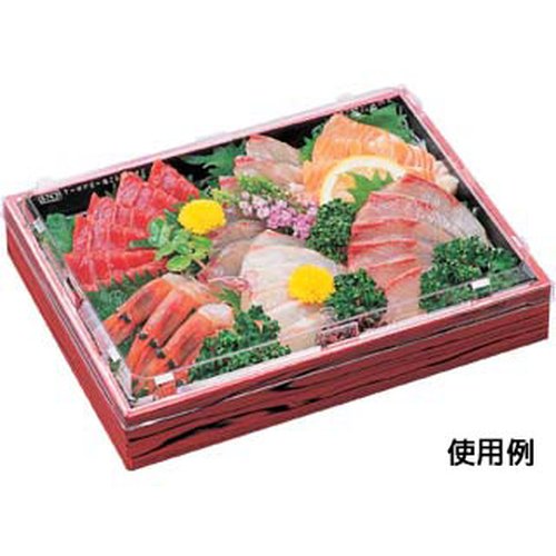 弁当容器 WPS-角251-190 本体 赤焼板目黒 エフピコ 上から見下ろした鮮やかな赤色の弁当容器が整然と並んでいる様子