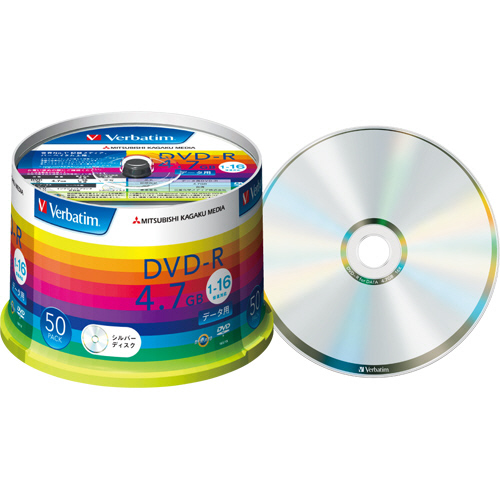 ﾃﾞｰﾀ用DVD-R 4.7GB 1-16倍速 ﾌﾞﾗﾝﾄﾞｼﾙﾊﾞｰ ｽﾋﾟﾝﾄﾞﾙｹｰｽ 1ﾊﾟｯｸ(50枚)画像