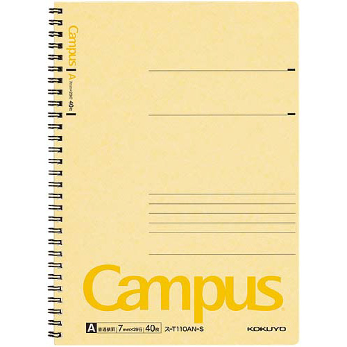 キャンパスツインリングセミＢ５　Ａ罫４０枚黄×１０画像
