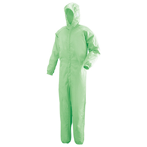 作業服 ｸﾘｰﾝｳｪｱ ﾌｰﾄﾞ一体型ｸﾘｰﾝｽｰﾂ C1351G ｸﾞﾘｰﾝ L 1着画像