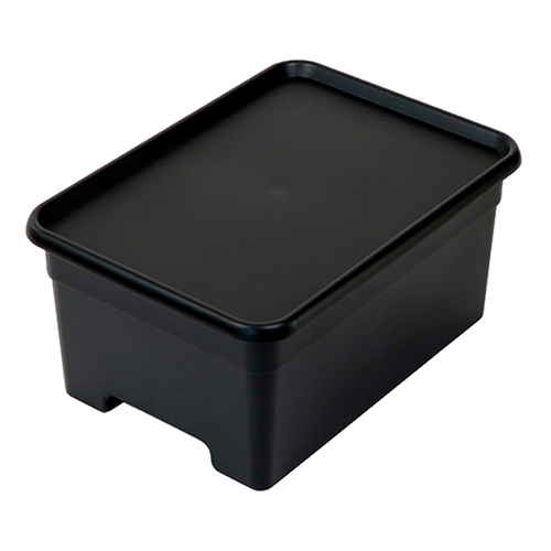 収納ボックス M 幅29×奥行40×高さ19cm オンボックス フタ付き プラスチック ブラック画像