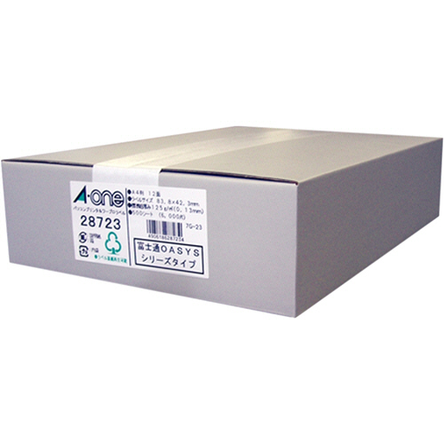 ﾊﾟｿｺﾝ&ﾜｰﾌﾟﾛﾗﾍﾞﾙｼｰﾙﾏｯﾄ紙ﾎﾜｲﾄA4 富士通 12面 四辺余白 1箱(500ｼｰﾄ)画像