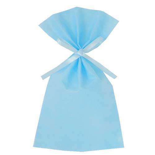 ソフトバッグベーシック2穴リボン巾着 S4 薄 パステルブルー画像