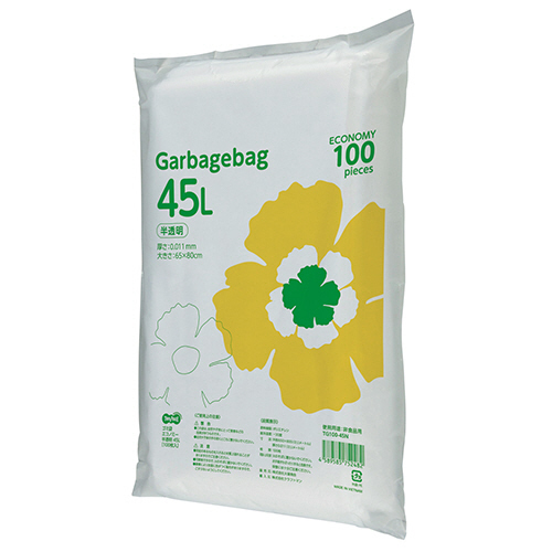 ｺﾞﾐ袋ｴｺﾉﾐｰ 半透明 45L 1ｾｯﾄ(1000枚:100枚×10ﾊﾟｯｸ)画像
