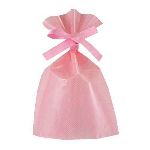 ソフトバッグクリア 2穴リボン巾着 S1 ピーチピンク画像