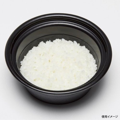 どんぶり容器 テイク丼 150B 黒 リスパック 黒いテイクアウト用どんぶり容器が横向きに置かれている様子