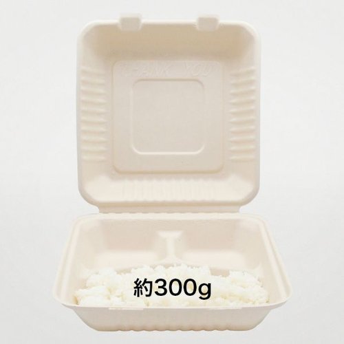 弁当容器 新BBランチ 230-230-3 パックスタイル パッケージ内に重ねられた透明なフタと本体が見える状態
