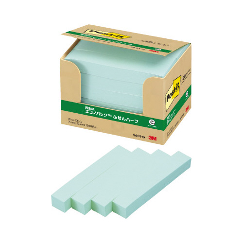 ポストイット　再生紙ふせん７５×１２．５　緑２０冊画像