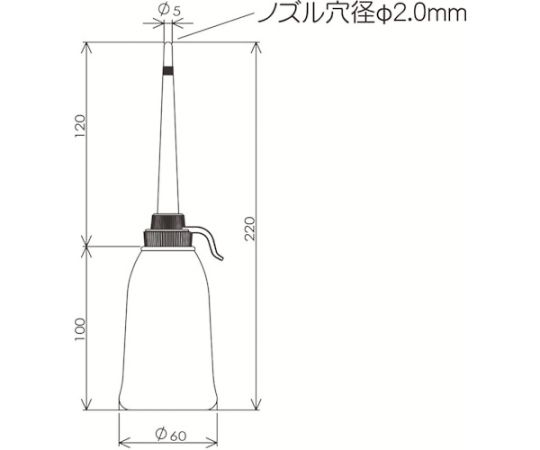 ジェットオイラーベビー型小グリーン 緑色の小さなオイラーが傾いて置かれた様子、背面が見える状態
