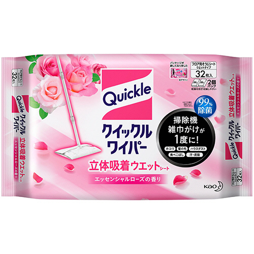 ｸｲｯｸﾙﾜｲﾊﾟｰ 立体吸着ｳｴｯﾄｼｰﾄ ｴｯｾﾝｼｬﾙﾛｰｽﾞの香り 1ﾊﾟｯｸ(32枚)画像