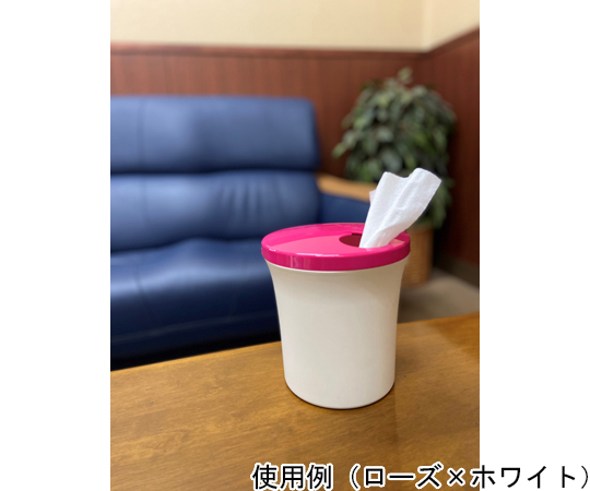 ロールペーパーホルダー　オープンタイプ　グリーン×ホワイト 明るいグリーンとホワイトの配色で、グリッド状のデザインが特徴のホルダーが横から見える様子