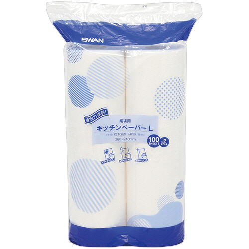 SWAN 業務用 ｷｯﾁﾝﾍﾟｰﾊﾟｰ L 100ｶｯﾄ/ﾛｰﾙ 1ﾊﾟｯｸ(2ﾛｰﾙ)画像