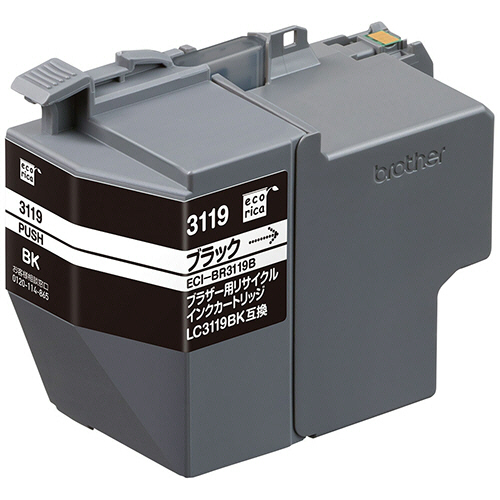 ﾘｻｲｸﾙｲﾝｸｶｰﾄﾘｯｼﾞ ﾌﾞﾗｯｸ(顔料) [ﾌﾞﾗｻﾞｰ:LC3119BK互換] ECI-BR3119B 1個画像