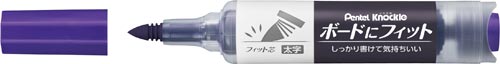 ノックル ボードにフィット太字 紫 10セット パッケージが横向きに置かれ、紫色の製品が中央に並んでいる状態
