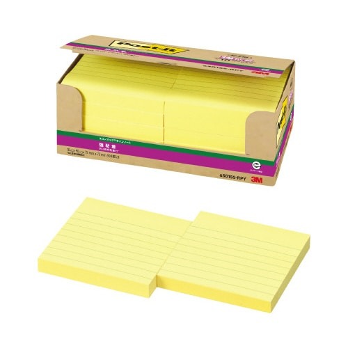 ポストイット強粘着７５×７５罫線入　イエロー１０冊画像