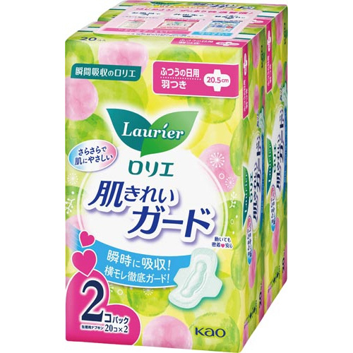 ロリエ肌きれいガード　昼用羽つき　２０個入×２画像