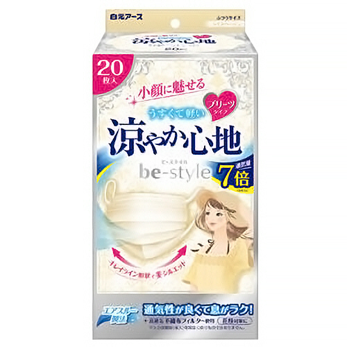 ﾋﾞｰｽﾀｲﾙ ﾏｽｸ ﾌﾟﾘｰﾂﾀｲﾌﾟ 涼やか心地 ﾗｲﾄﾍﾞｰｼﾞｭ 1箱(20枚)画像