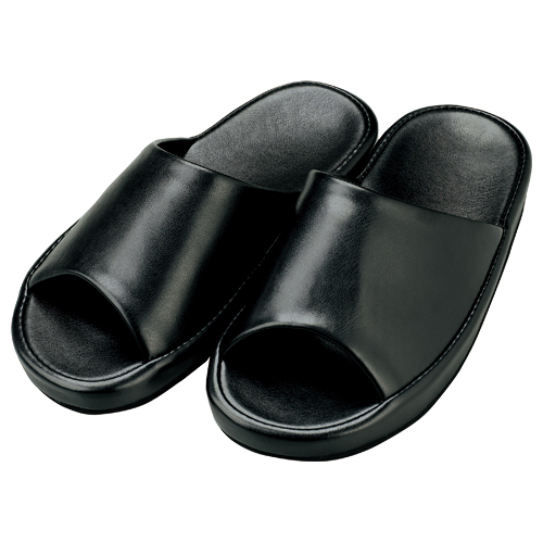 合皮 ｺﾝﾌｫｰﾄﾀｲﾌﾟｽﾘｯﾊﾟ L ﾌﾞﾗｯｸ 1足画像