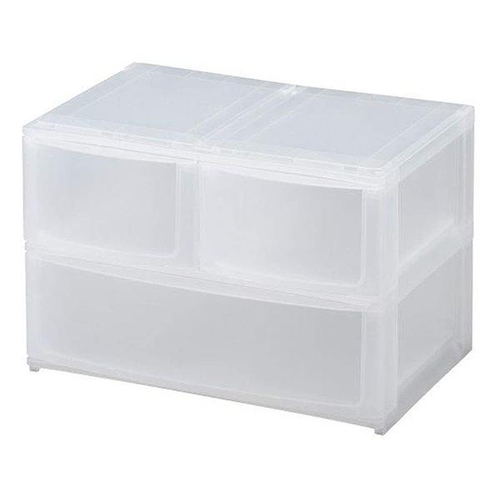 収納ケース 引き出し 幅39×奥行26.5×高さ26.5cm ワイド 深ショート2深1段 クリア画像