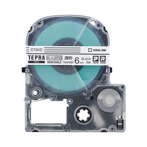 テプラＰＲＯテープはがせる　透明ラベル黒字　６ｍｍ