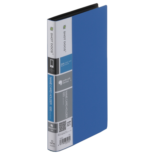 SHOT DOCS 名刺ﾎﾙﾀﾞｰ ｺﾝﾊﾟｸﾄﾀｲﾌﾟ 1列3段 120ﾎﾟｹｯﾄ ﾖｺ入れ 青 1冊画像