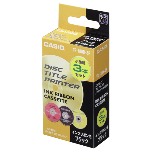 DISCﾀｲﾄﾙﾌﾟﾘﾝﾀｰ ｲﾝｸﾘﾎﾞﾝｶｾｯﾄ ﾌﾞﾗｯｸ 1ﾊﾟｯｸ(3個)画像