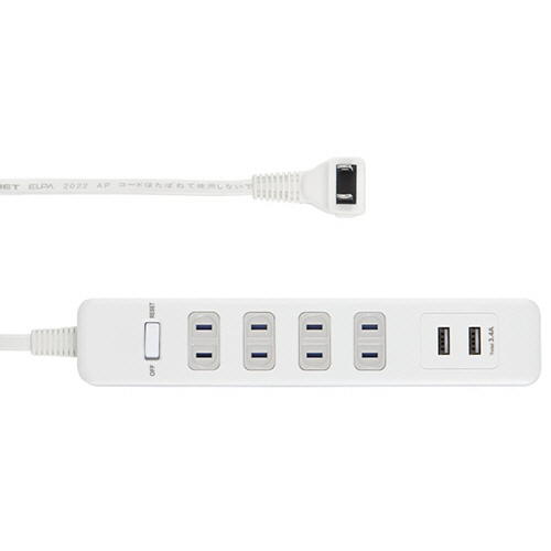 耐雷 USB端子付OAﾀｯﾌﾟ 4個口+2ﾎﾟｰﾄ 2m 1個画像
