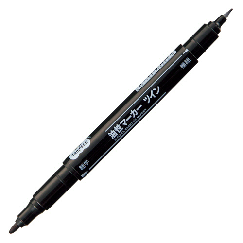 ｷｬｯﾌﾟ式油性ﾏｰｶｰ ﾂｲﾝ 細字+極細 黒 1ｾｯﾄ(50本)画像