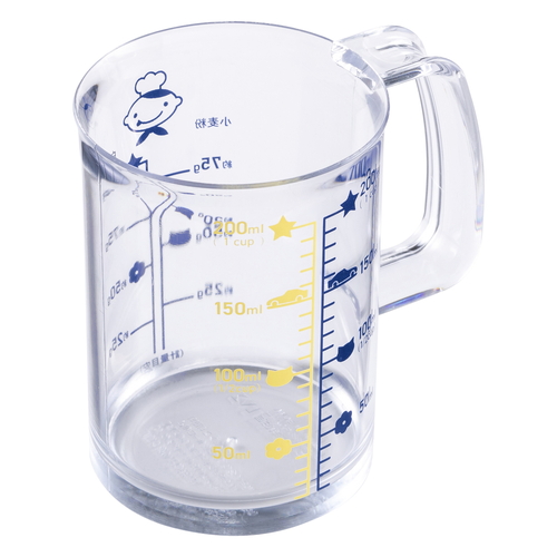 計量カップ　200ml　　000DL7207 透明な材質で、目盛りが印刷された200mlの計量カップが上から見える状態