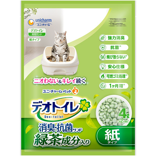 ﾃﾞｵﾄｲﾚ 飛び散らない緑茶成分入り消臭ｻﾝﾄﾞ 4L 1ﾊﾟｯｸ画像