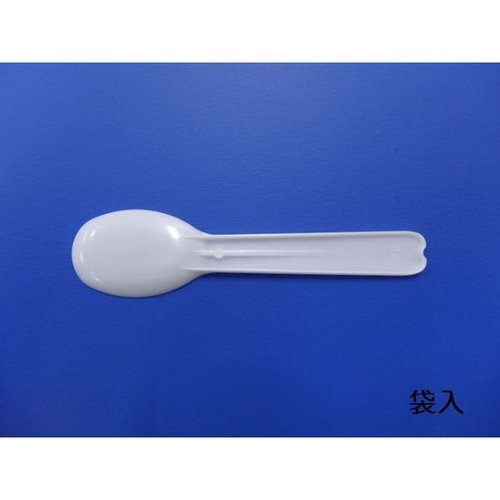 使い捨てカトラリー バイオプラスプーン85 10連/2列 ホウケン産業 [バラ販売] パッケージが横向きに並んだ状態で、二列の個別包装が一部見える。