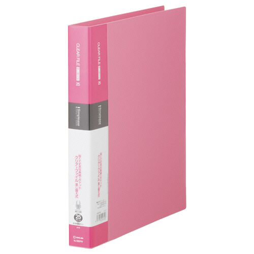 ｼﾝﾌﾟﾘｰｽﾞ ｸﾘｱｰﾌｧｲﾙ差し替え式 A4ﾀﾃ 30穴 25ﾎﾟｹｯﾄ付属 背幅36mm ﾋﾟﾝｸ 1冊画像