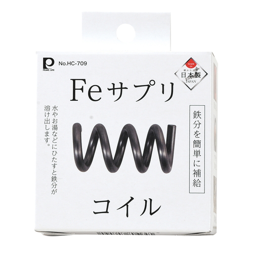 鉄玉　Feサプリ　コイル　B 透明なボトルに入ったサプリメントのコイル状パッケージ