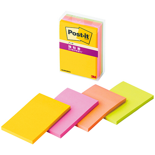 ﾎﾟｽﾄ･ｲｯﾄ 強粘着ﾉｰﾄ ﾏﾙﾁｶﾗｰ6 75×50mm 4色 1ｾｯﾄ(40冊:4冊×10ﾊﾟｯｸ)画像