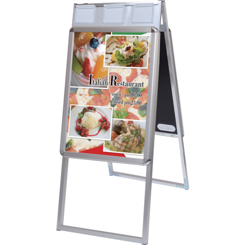 ﾎﾟｽﾀｰｸﾞﾘｯﾌﾟｽﾀﾝﾄﾞ看板 ｹｰｽ付屋内用 A2両面ｼﾙﾊﾞｰ 1台画像