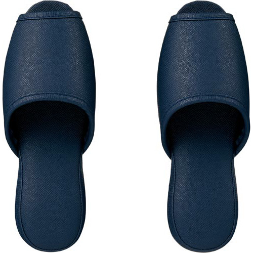 抗菌レザー調ビニールスリッパ　前開き　ネイビーＭ画像