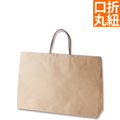 手提げ紙袋（茶・口折丸紐・幅450×マチ130×高さ310mm）画像