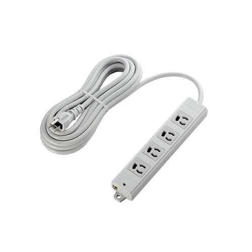 工事用抜け止めタップ　３Ｐ　４個口　５ｍ　グレー画像