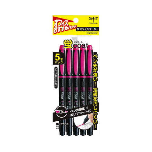 蛍光マーカー　蛍コート　ツイン　桃　５ＰパックＸ５画像