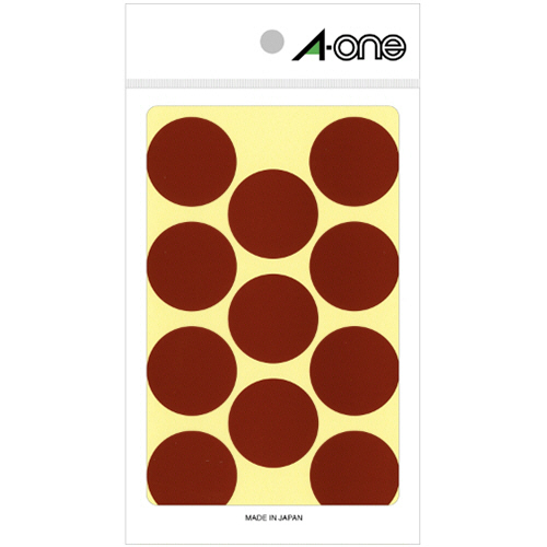 ｶﾗｰﾗﾍﾞﾙ 丸型 直径30mm 茶 1ﾊﾟｯｸ(154片:11片×14ｼｰﾄ)画像