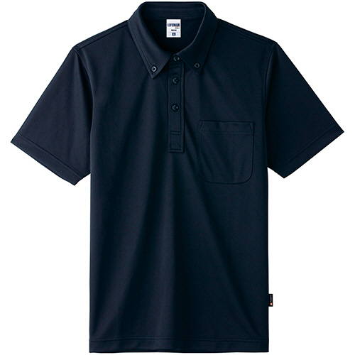 4.3ｵﾝｽﾎﾞﾀﾝﾀﾞｳﾝﾄﾞﾗｲﾎﾟﾛｼｬﾂ(ﾎﾟﾘｼﾞﾝ加工) ﾒｯｼｭ ﾈｲﾋﾞｰ 4Lｻｲｽﾞ 1着画像