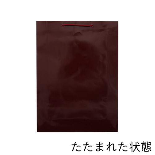 ツヤありPP加工！エンジ色で持ち手紐付きの高級ギフトバッグ