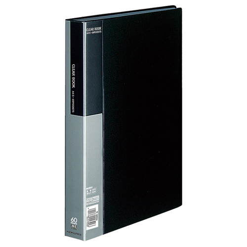 ｸﾘﾔｰﾌﾞｯｸ(ﾍﾞｰｼｯｸ) 固定式 A4ﾀﾃ 60ﾎﾟｹｯﾄ 背幅37mm 黒 1ｾｯﾄ(4冊)画像
