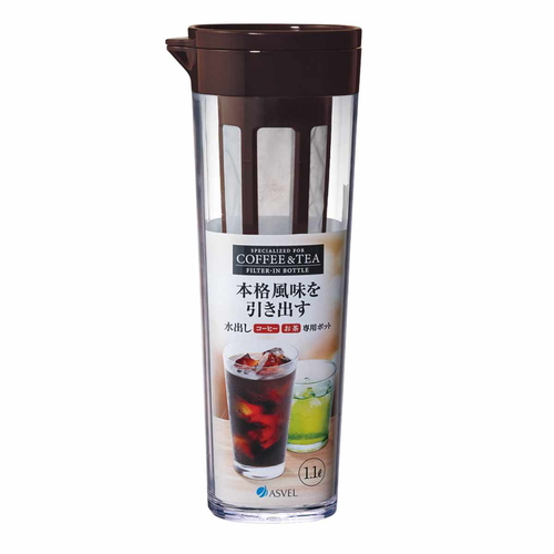 ピッチャー 1.1L 茶こし付き ドリンクビオ 横置き 耐熱 プラスチック ブラウン画像