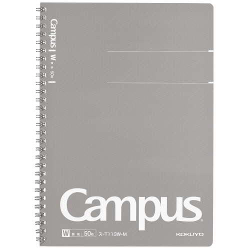 ｷｬﾝﾊﾟｽ ﾂｲﾝﾘﾝｸﾞﾉｰﾄ(ｶｯﾄｵﾌ) ｾﾐB5 無地 50枚 ｸﾞﾚｰ 1ｾｯﾄ(5冊)画像