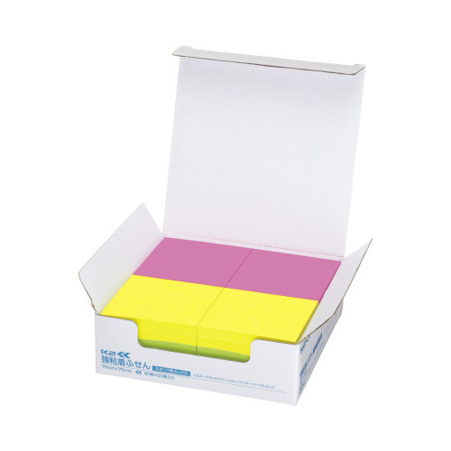 強粘着ふせん　Ｋ２　７５×７５　ネオン混色２０冊画像