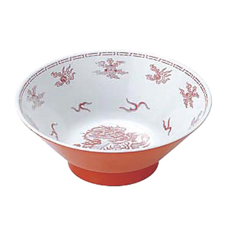 メラミン食器 瑞祥 CA-18 中華丼 新竜模様 白/赤 エンテック画像