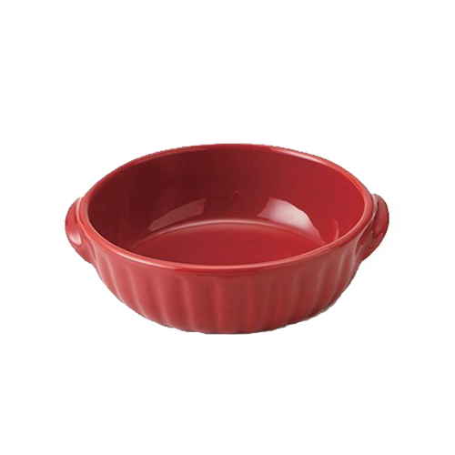 グラタン皿 16cm 洋食器 ラウンド ギャザー レッド画像