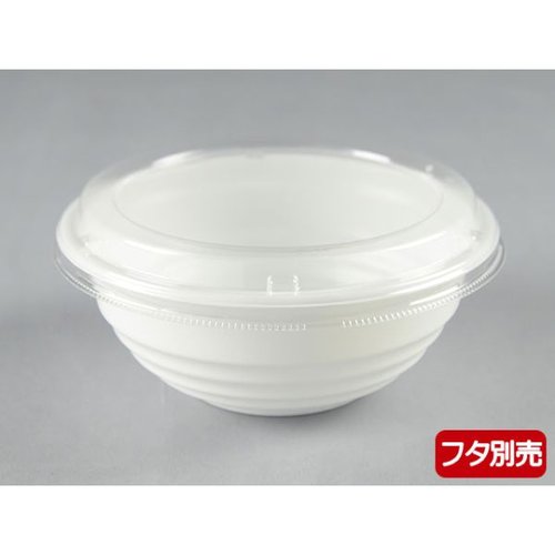 どんぶり容器 YS丼 D-1 白 パックスタイル 白いどんぶり容器が側面に重ねて置かれた状態