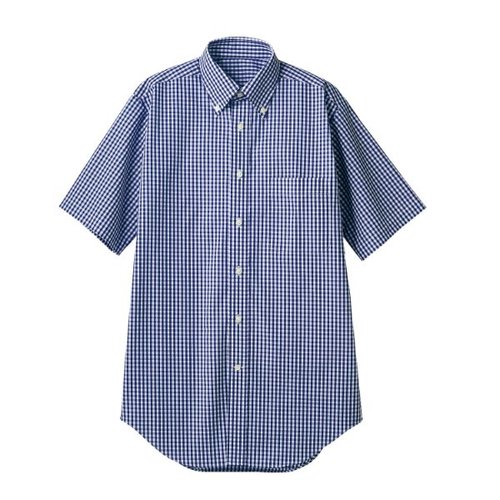 CM2504-9-M シャツ 兼用 半袖 ネイビーチェック M 住商モンブラン